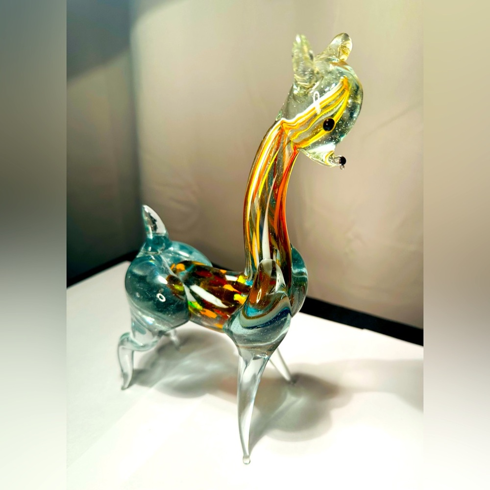 Vintage Italian Millefiore Hand Crafted Art Glass Fawn Reindeer Deer 9" Tall